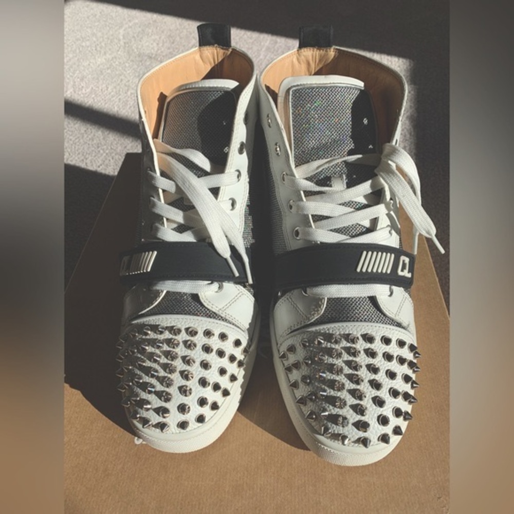 Size US 11 (44)Christian Louboutin Louis Orlato Spikes High Top Sneaker w/ Strap
